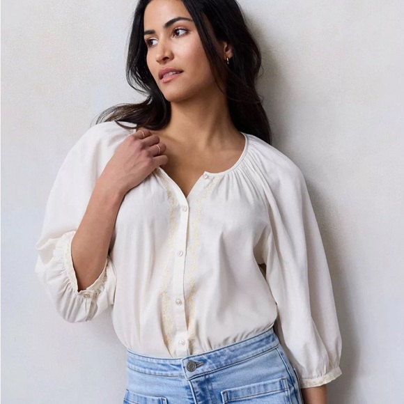 LC Lauren Conrad Tops - LC Lauren Conrad raglan sleeve peasant top blouse medium new